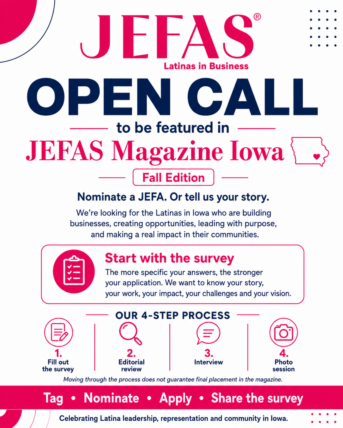 JEFAS® Magazine Iowa opens call for Latina entrepreneurs and community leaders